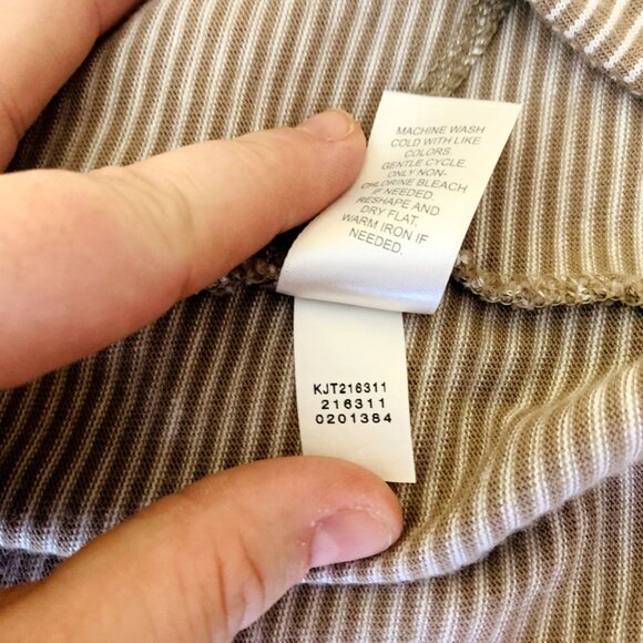 J Jill Women Cardigan Sweater Open Front Tan Stripe Cotton Knit Size M - Picture 12 of 14